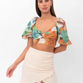 Britney Asymmetrical Accent Skirt - Beige