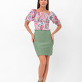 Parker Scalloped Pencil Skirt - Green