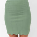 Parker Scalloped Pencil Skirt - Green