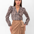 Laryssa Mosaic Printed Ruffle Blouse