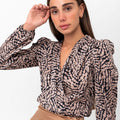 Laryssa Mosaic Printed Ruffle Blouse