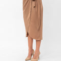 Audriana Wrap-Around Midi Skirt - Brown