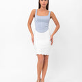 Parker Scalloped Pencil Skirt - White