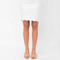 Parker Scalloped Pencil Skirt - White