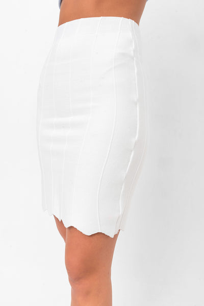 Parker Scalloped Pencil Skirt - White