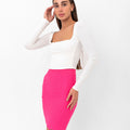 Parker Scalloped Pencil Skirt - Pink