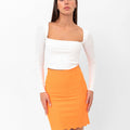 Parker Scalloped Pencil Skirt - Orange