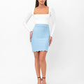 Parker Scalloped Pencil Skirt - Blue
