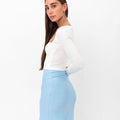 Parker Scalloped Pencil Skirt - Blue