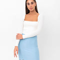 Parker Scalloped Pencil Skirt - Blue