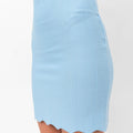 Parker Scalloped Pencil Skirt - Blue
