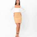 Parker Scalloped Pencil Skirt - Apricot