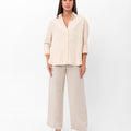 Vanessa Slouchy Button-Up Shirt - Beige