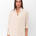 Vanessa Slouchy Button-Up Shirt - Beige