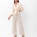Vanessa Slouchy Button-Up Shirt - Beige
