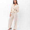 Vanessa Slouchy Button-Up Shirt - Beige