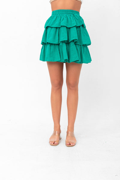 Deborah Flouncy Pleated Skirt - Green