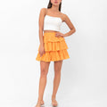 Deborah Flouncy Pleated Skirt - Orange