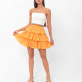 Deborah Flouncy Pleated Skirt - Orange