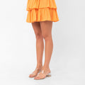 Deborah Flouncy Pleated Skirt - Orange