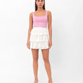 Deborah Flouncy Pleated Skirt - White