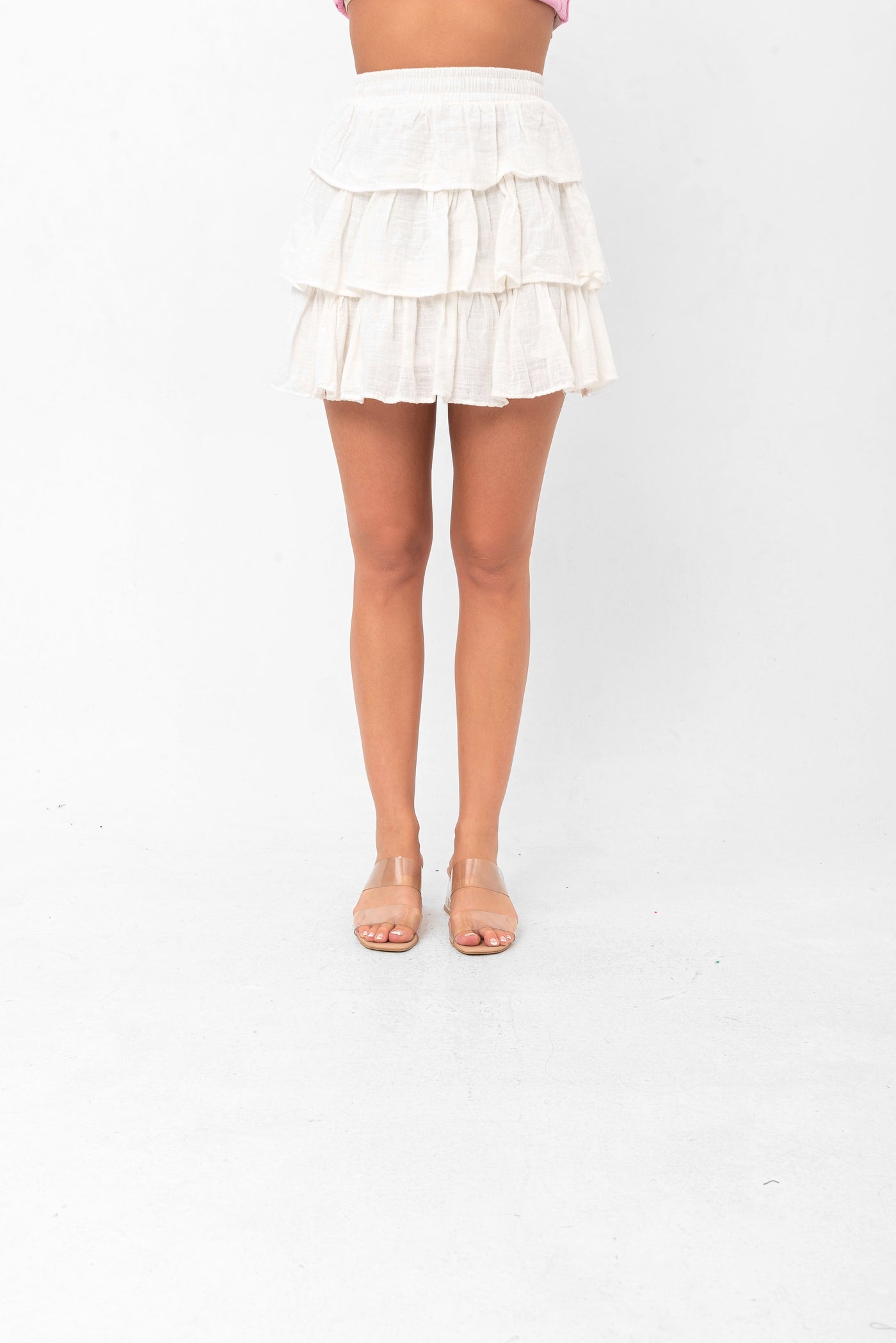 Deborah Flouncy Pleated Skirt - White