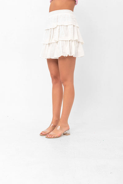 Deborah Flouncy Pleated Skirt - White