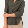Vanessa Slouchy Button-Up Shirt - Green