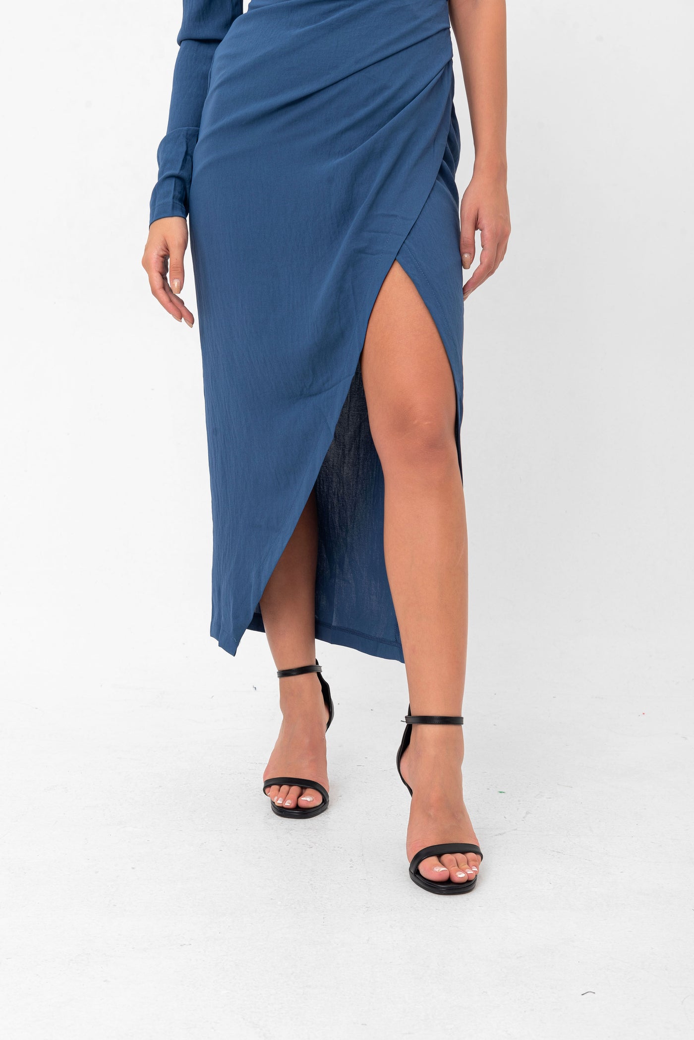 Amanda One-Shoulder Long-Sleeve Gown