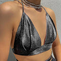 Elegant Sparkling Lace-Up Crop Top