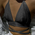 Elegant Sparkling Lace-Up Crop Top