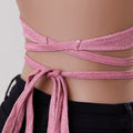 Elegant Sparkling Lace-Up Crop Top