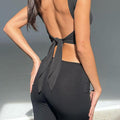 Stretch Lace-up Backless Slim Top