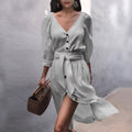 Alluring Dream Button-Up Midi Dress